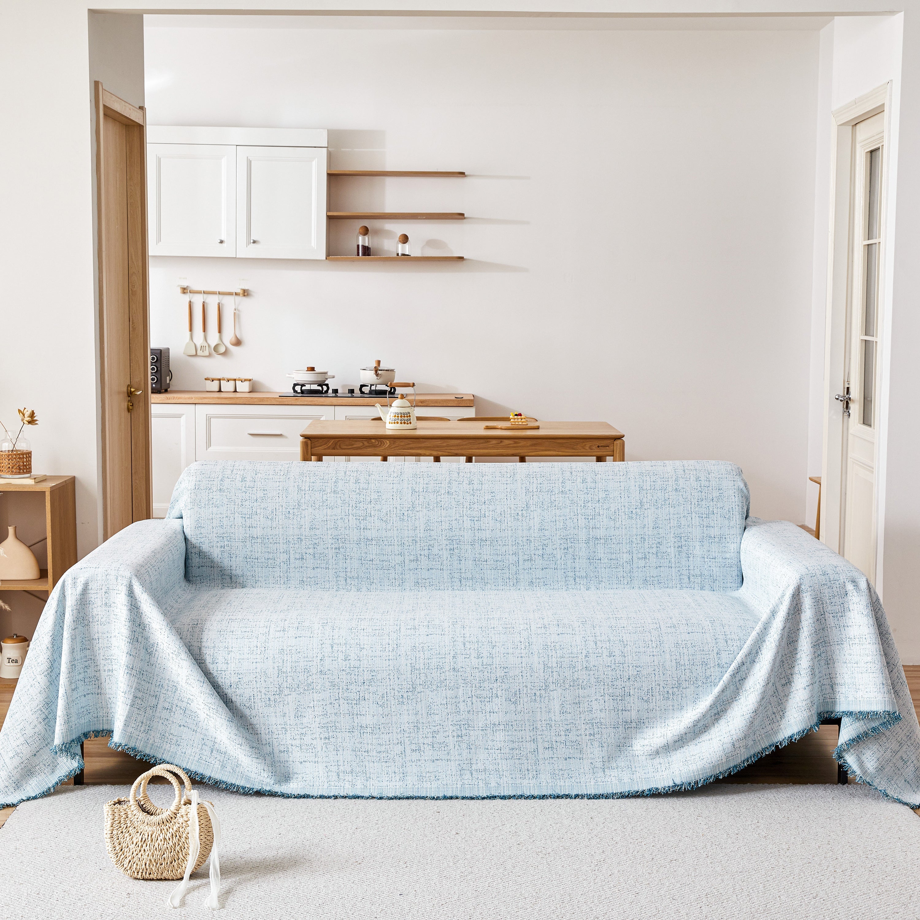 Couch Cover Blanket Couch Covers for Most Shape Sofas Washable Durable Sofa Throw Cover with Tassels