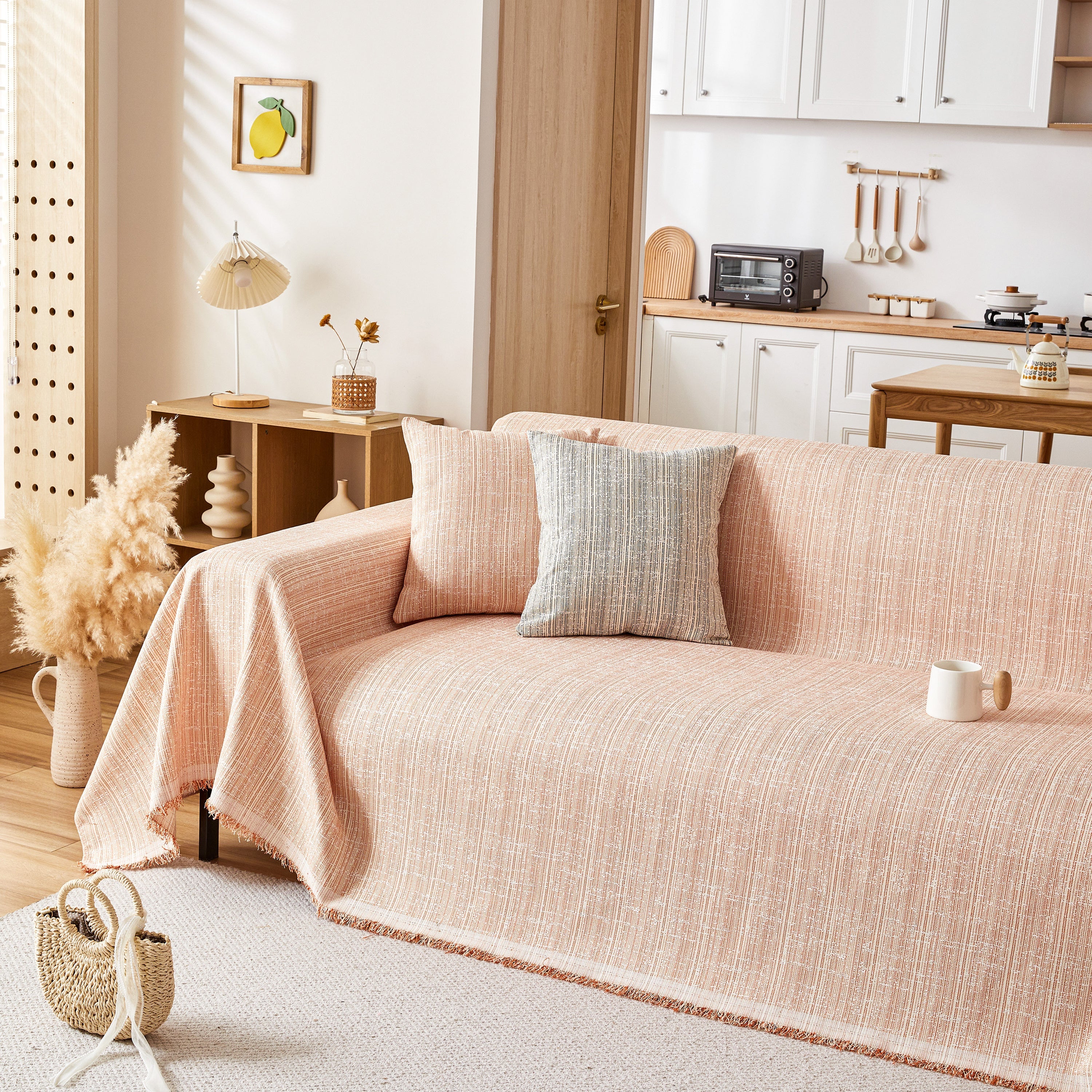 Couch Cover Blanket Couch Covers for Most Shape Sofas Washable Durable Sofa Throw Cover with Tassels
