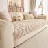 Cozy Plush Sofa Topper with Raised Wave Texture, Non-Slip Furniture Protector Cover