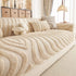 Cozy Plush Sofa Topper with Raised Wave Texture, Non-Slip Furniture Protector Cover