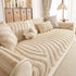 Cozy Plush Sofa Topper with Raised Wave Texture, Non-Slip Furniture Protector Cover