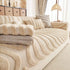 Cozy Plush Sofa Topper with Raised Wave Texture, Non-Slip Furniture Protector Cover