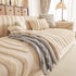 Cozy Plush Sofa Topper with Raised Wave Texture, Non-Slip Furniture Protector Cover