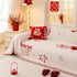 Chinese New Year Sofa Throw Cover Blanket, Decor Festive Red Fu Pattern Couch Cover