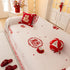 Chinese New Year Sofa Throw Cover Blanket, Decor Festive Red Fu Pattern Couch Cover