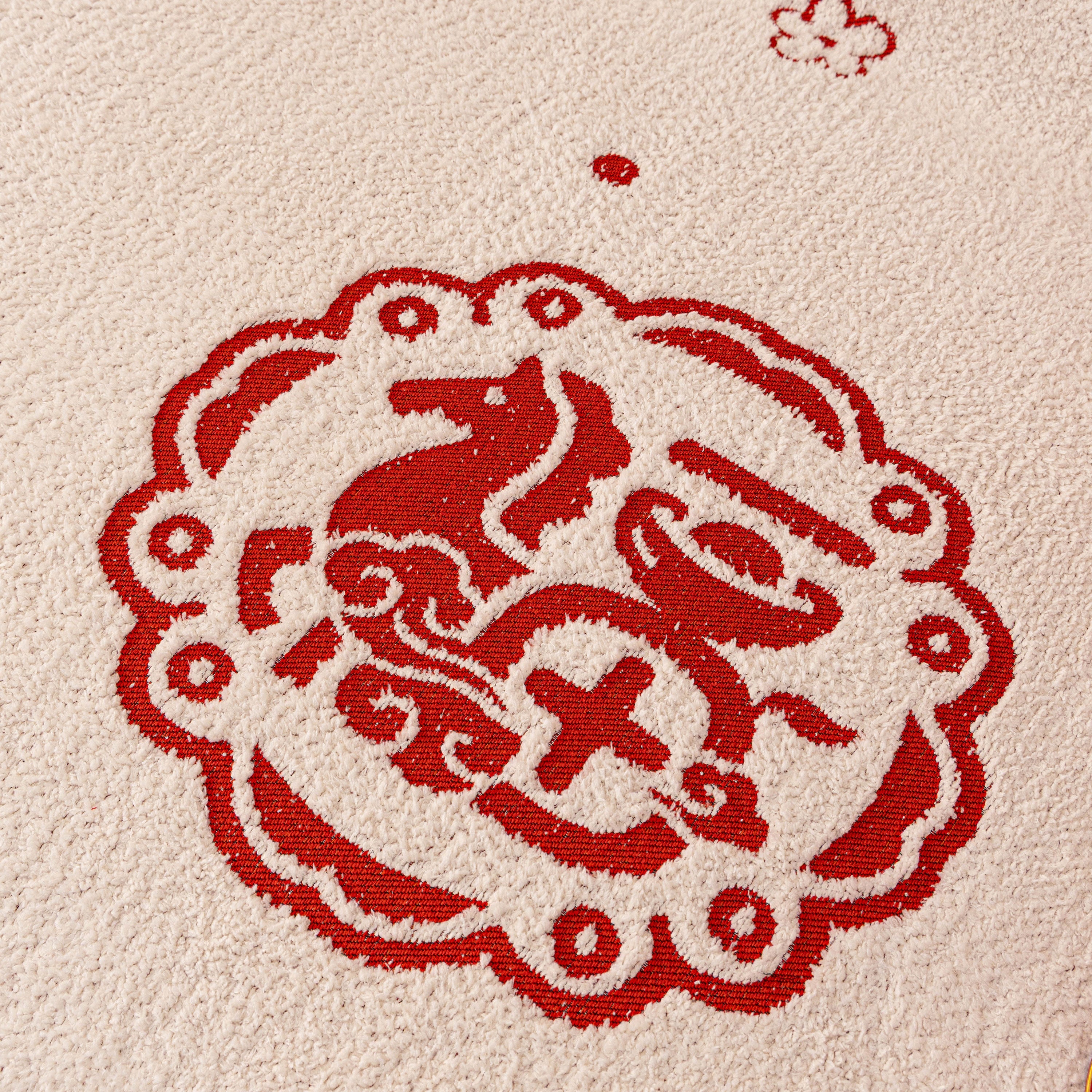 Chinese New Year Sofa Throw Cover Blanket, Decor Festive Red Fu Pattern Couch Cover