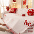 Chinese New Year Sofa Throw Cover Blanket, Decor Festive Red Fu Pattern Couch Cover