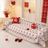 Chinese New Year Sofa Throw Cover Blanket, Decor Festive Red Fu Pattern Couch Cover