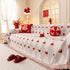 Chinese New Year Sofa Throw Cover Blanket, Decor Festive Red Fu Pattern Couch Cover