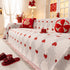 Chinese New Year Sofa Throw Cover Blanket, Decor Festive Red Fu Pattern Couch Cover