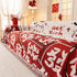 Chinese New Year Sofa Throw Cover Blanket, Decor Festive Red Fu Pattern Couch Cover