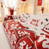 Chinese New Year Sofa Throw Cover Blanket, Decor Festive Red Fu Pattern Couch Cover