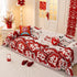 Chinese New Year Sofa Throw Cover Blanket, Decor Festive Red Fu Pattern Couch Cover