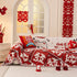 Chinese New Year Sofa Throw Cover Blanket, Decor Festive Red Fu Pattern Couch Cover