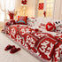 Chinese New Year Sofa Throw Cover Blanket, Decor Festive Red Fu Pattern Couch Cover