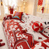 Chinese New Year Sofa Throw Cover Blanket, Decor Festive Red Fu Pattern Couch Cover