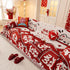 Chinese New Year Sofa Throw Cover Blanket, Decor Festive Red Fu Pattern Couch Cover