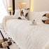 Plush Sherpa Fleece Sofa Cover with 3D Cable Knit Texture, Soft Cozy Throw Blanket