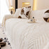 Plush Sherpa Fleece Sofa Cover with 3D Cable Knit Texture, Soft Cozy Throw Blanket