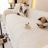 Plush Sherpa Fleece Sofa Cover with 3D Cable Knit Texture, Soft Cozy Throw Blanket