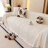 Plush Sherpa Fleece Sofa Cover with 3D Cable Knit Texture, Soft Cozy Throw Blanket