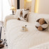 Plush Sherpa Fleece Sofa Cover with 3D Cable Knit Texture, Soft Cozy Throw Blanket