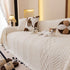 Plush Sherpa Fleece Sofa Cover with 3D Cable Knit Texture, Soft Cozy Throw Blanket