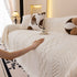 Plush Sherpa Fleece Sofa Cover with 3D Cable Knit Texture, Soft Cozy Throw Blanket