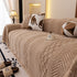 Plush Sherpa Fleece Sofa Cover with 3D Cable Knit Texture, Soft Cozy Throw Blanket