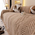 Plush Sherpa Fleece Sofa Cover with 3D Cable Knit Texture, Soft Cozy Throw Blanket