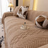 Plush Sherpa Fleece Sofa Cover with 3D Cable Knit Texture, Soft Cozy Throw Blanket