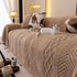 Plush Sherpa Fleece Sofa Cover with 3D Cable Knit Texture, Soft Cozy Throw Blanket