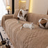 Plush Sherpa Fleece Sofa Cover with 3D Cable Knit Texture, Soft Cozy Throw Blanket