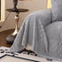 Plush Sherpa Fleece Sofa Cover with 3D Cable Knit Texture, Soft Cozy Throw Blanket