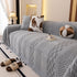 Plush Sherpa Fleece Sofa Cover with 3D Cable Knit Texture, Soft Cozy Throw Blanket