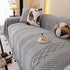 Plush Sherpa Fleece Sofa Cover with 3D Cable Knit Texture, Soft Cozy Throw Blanket