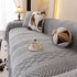 Plush Sherpa Fleece Sofa Cover with 3D Cable Knit Texture, Soft Cozy Throw Blanket