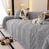 Plush Sherpa Fleece Sofa Cover with 3D Cable Knit Texture, Soft Cozy Throw Blanket