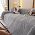 Plush Sherpa Fleece Sofa Cover with 3D Cable Knit Texture, Soft Cozy Throw Blanket