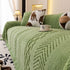 Plush Sherpa Fleece Sofa Cover with 3D Cable Knit Texture, Soft Cozy Throw Blanket