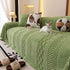 Plush Sherpa Fleece Sofa Cover with 3D Cable Knit Texture, Soft Cozy Throw Blanket