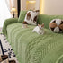 Plush Sherpa Fleece Sofa Cover with 3D Cable Knit Texture, Soft Cozy Throw Blanket