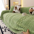 Plush Sherpa Fleece Sofa Cover with 3D Cable Knit Texture, Soft Cozy Throw Blanket