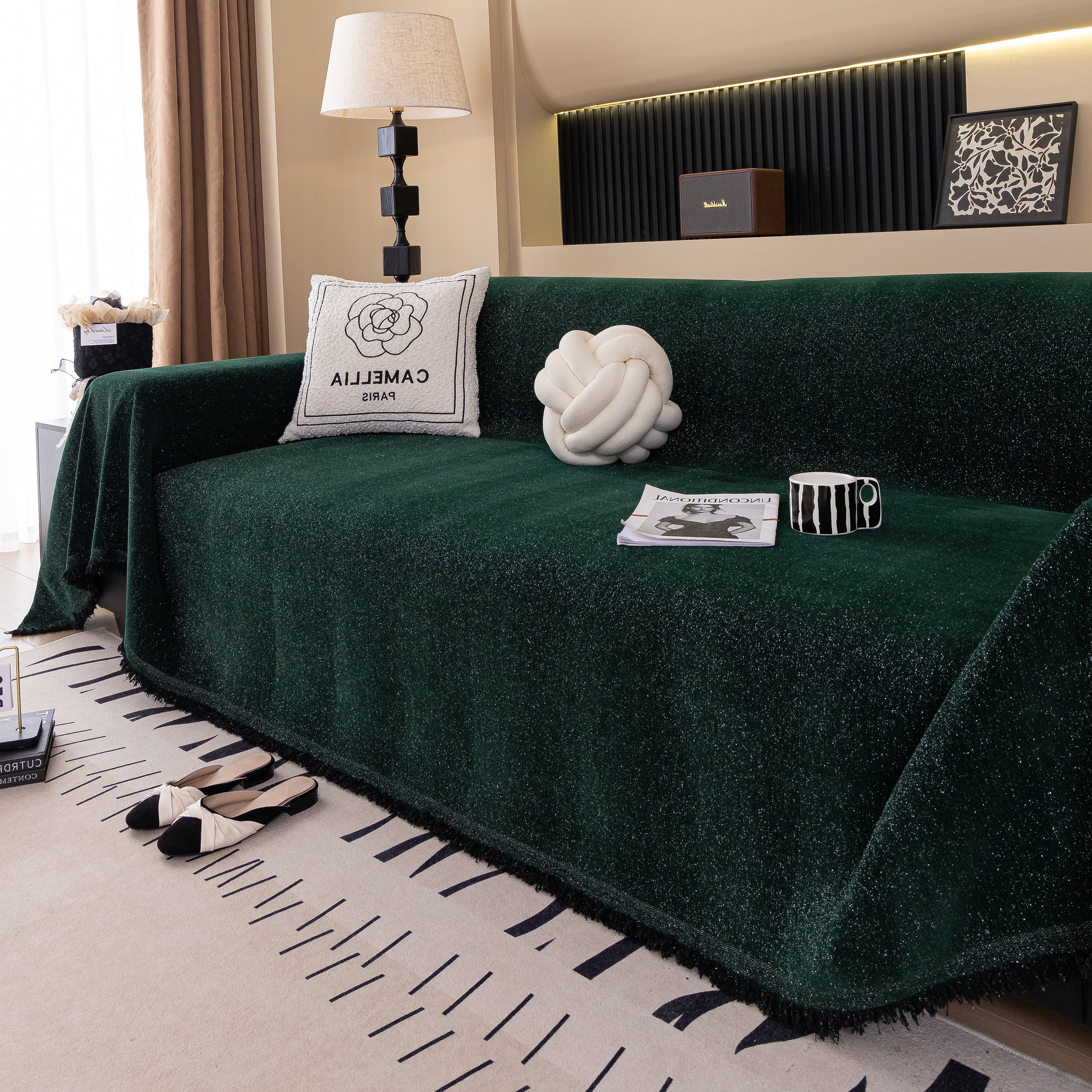 Solid Color Chenille Sofa Cover Blanket Furniture Covers for Sofas and Loveseats