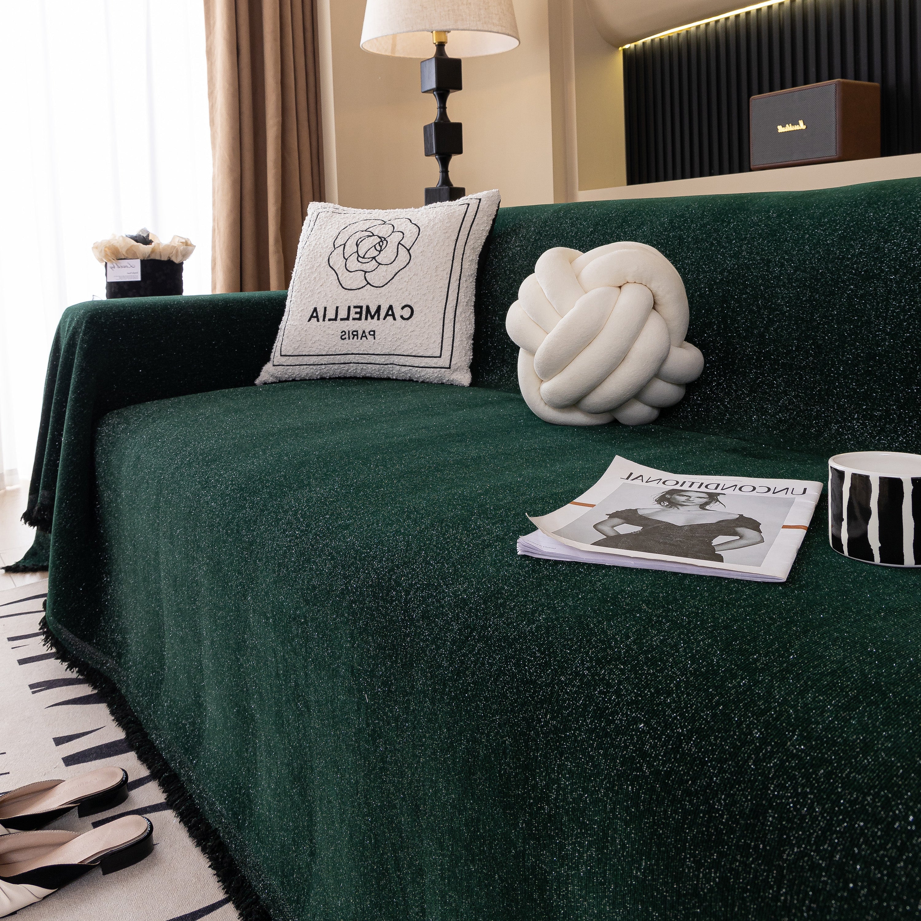 Solid Color Chenille Sofa Cover Blanket Furniture Covers for Sofas and Loveseats