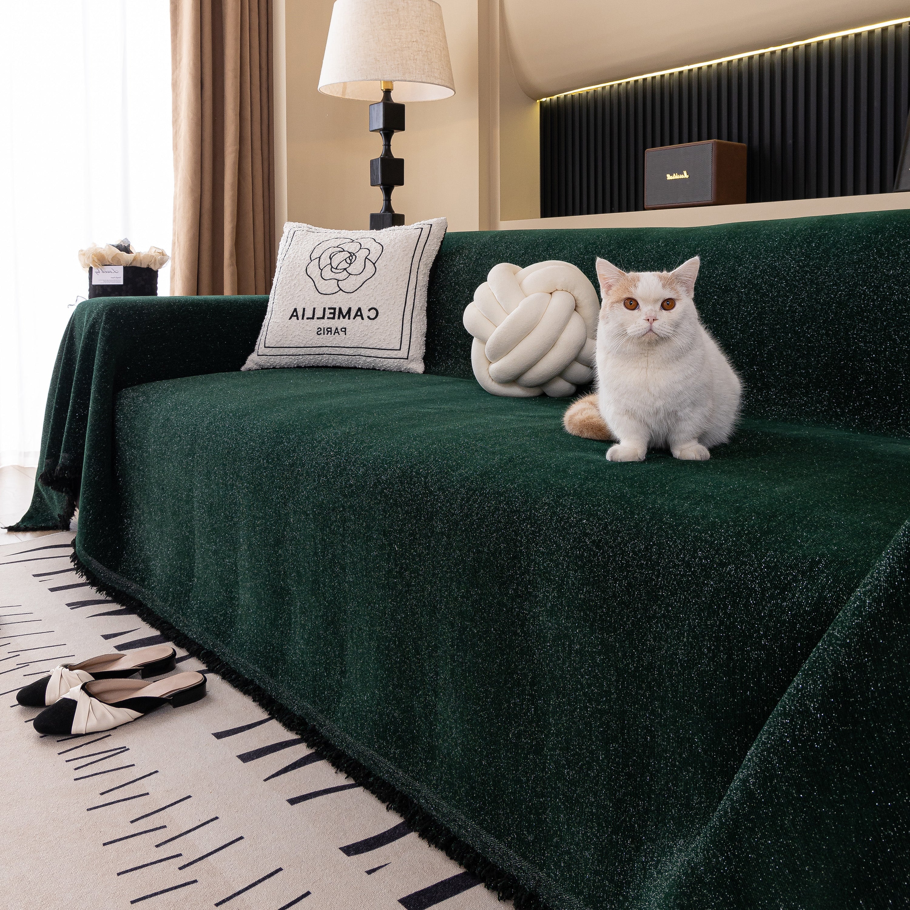 Solid Color Chenille Sofa Cover Blanket Furniture Covers for Sofas and Loveseats