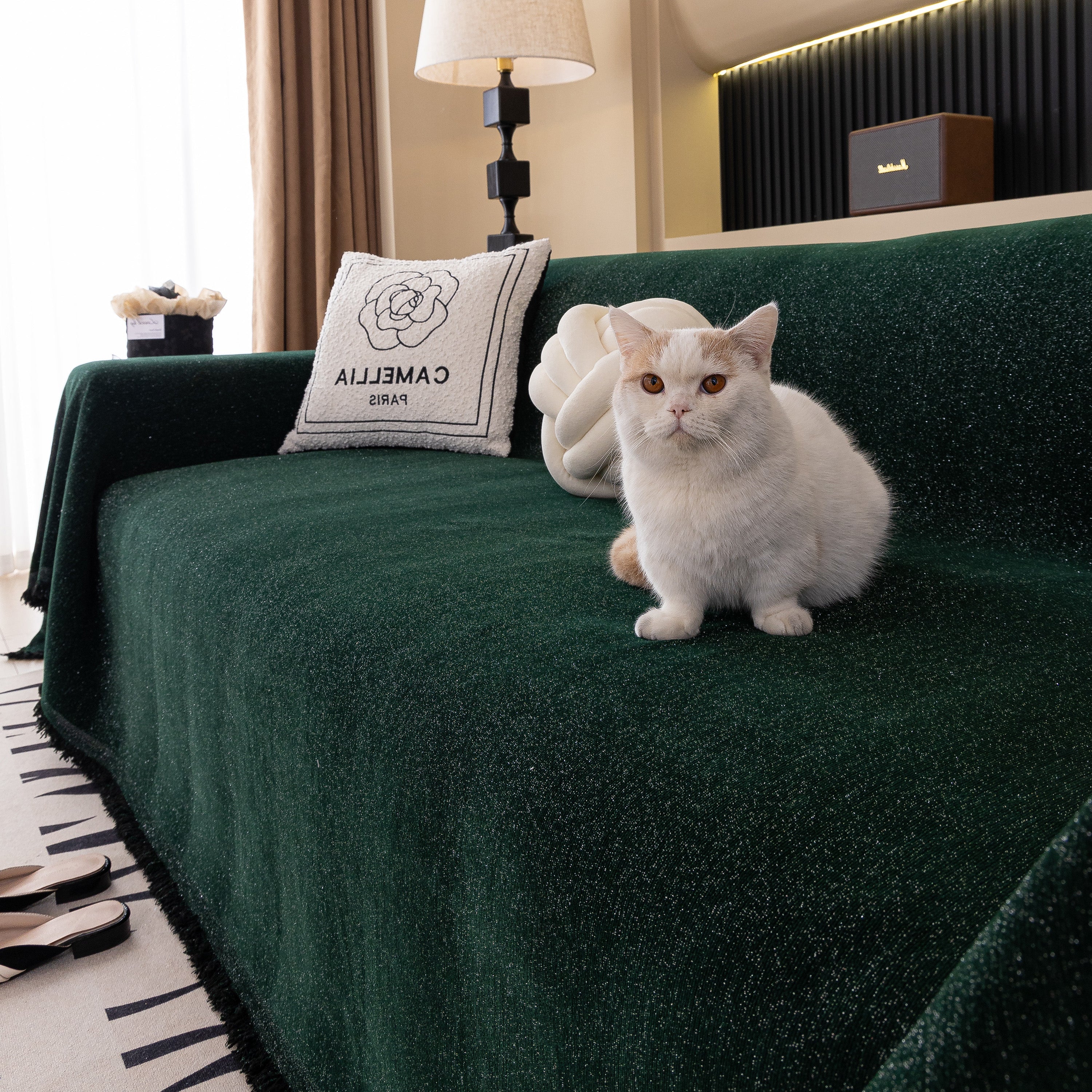 Solid Color Chenille Sofa Cover Blanket Furniture Covers for Sofas and Loveseats