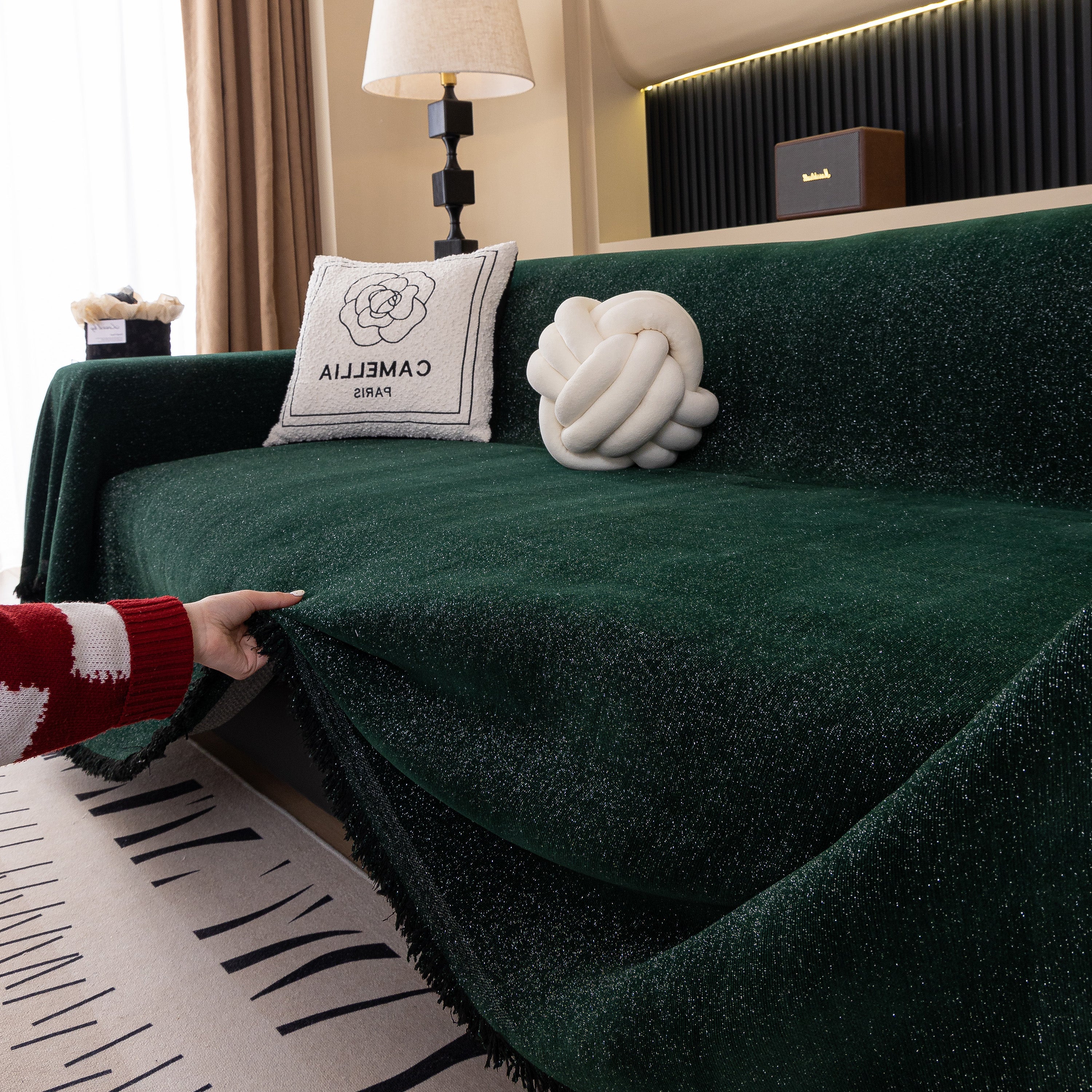 Solid Color Chenille Sofa Cover Blanket Furniture Covers for Sofas and Loveseats
