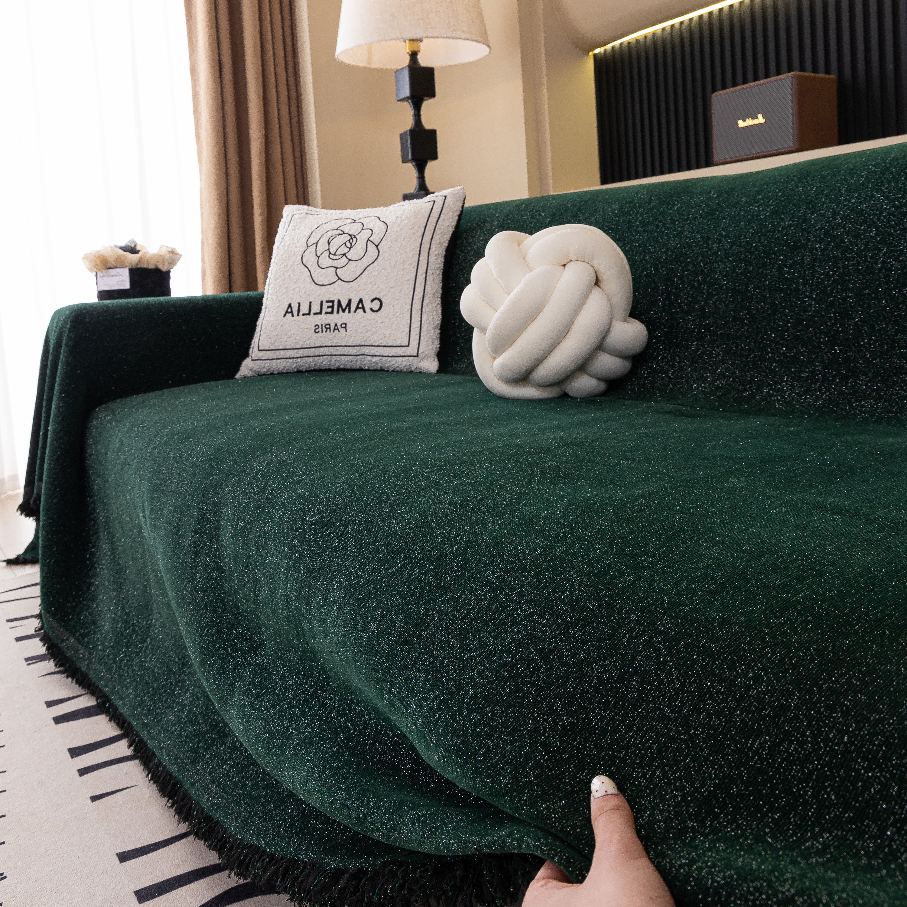 Solid Color Chenille Sofa Cover Blanket Furniture Covers for Sofas and Loveseats