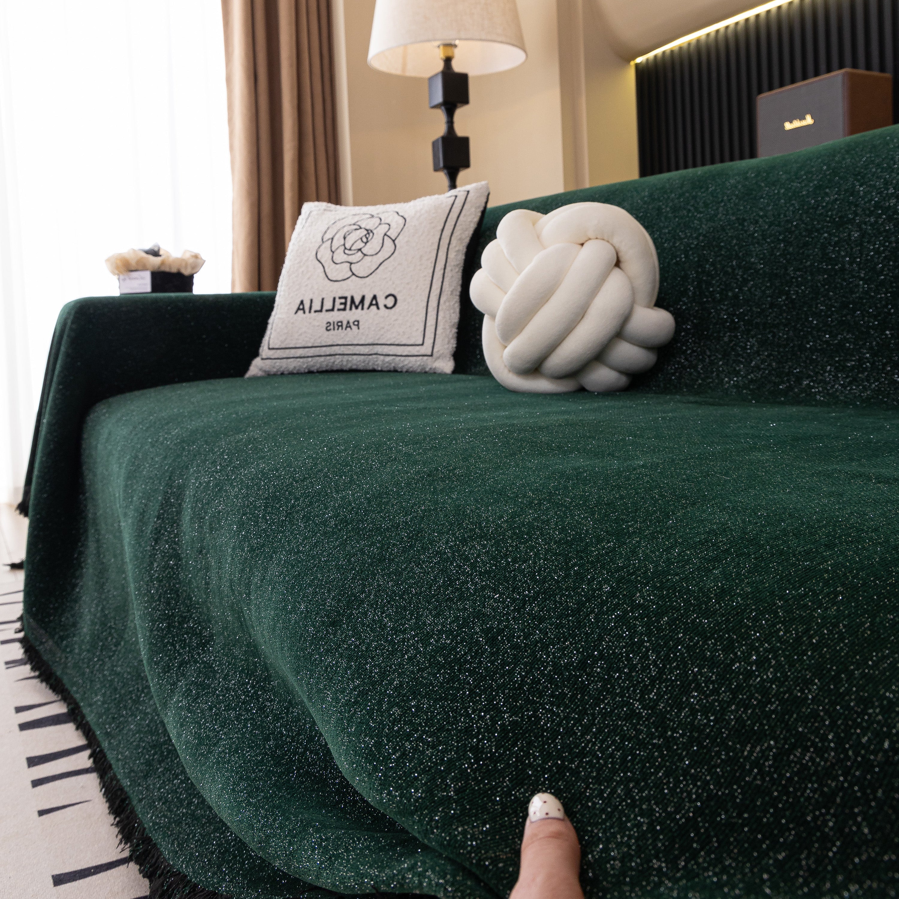 Solid Color Chenille Sofa Cover Blanket Furniture Covers for Sofas and Loveseats